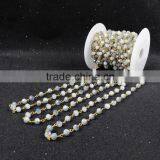 $4/meter by Trade Assurance- Lavender White Chalcedony Gemstone Wire Wrapped Chain Roll Gold Roll Jewelry Chain-Free Shipping thumbnail-2