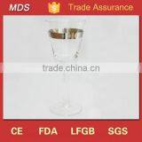 Drinkware Glass Stemware Thick Rustic Wine Glass With Gold Rim thumbnail-1