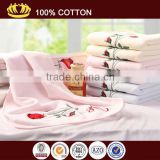 100% cotton solid color velour soft rose embroidery Valentine's day mother's day gift face towel