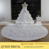Real Works China Custom Made Luxury Crystals Cathedral/Royal Train Wedding Dresses thumbnail-1