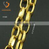 3.0-3.2mm Thick Gold Color Pattern Flat o Shape Chain