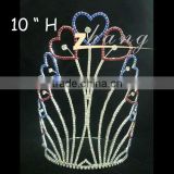 Heart design beauty rhinestone queen patriotic crown