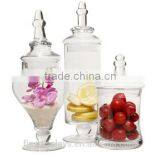 Clear Glass Apothecary Jars (3 Piece Set) Decorative Weddings Candy Buffet (DC-A-043)