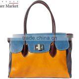 Colorful Handbag With Double Handle Handbags Italian Bags Genuine Leather Florence Leather Fashion thumbnail-4