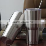 Stainless Steel Tumbler 30 oz - Sliding Lid FREE Straw and Brush-Double Wall Vacuum Insulated Travel Cup