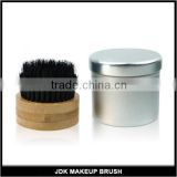Bamboo boar bristle beard brush Black, portable tin box bearb brush with black boar bristle