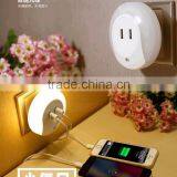 Creative Dual Usb Charger Socket / Led Sensor Night Light / Smart Home Night Lamp With USB Charger Socket thumbnail-1