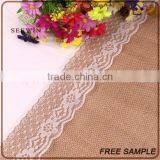 Fancy Quality Burlap Lace Dining Room Table Runners thumbnail-1