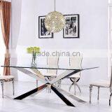 10 People Table Wholesale Simple Design 15mm Tempered Glass Dining Table thumbnail-2