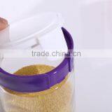 Set 4 Clear Eco-friendly Round Empty Glass Storage Jars With Plastic Locking Lid thumbnail-4