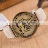Wholesale Factory Price Free Sample Colorful Printing Thumbs up Leather Strap Quartz Watch thumbnail-1
