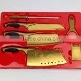 Cheap Good Quality 6pcs Gold Kitchen Knife Set thumbnail-1