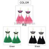 Bohemian Ethnic Jewelry Embroidery Tassel Dangle Earrings thumbnail-1