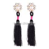 Bohemian Jewelry Imitation Pearls With Long Colorful Tassel Charms Earrings for Women thumbnail-4