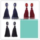 Bohemian Jewelry Big Crystal Gems With Tassel Drop Earrings for Women thumbnail-1