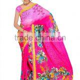 Pink Color Printed Designer Styles Saree With Blouse thumbnail-2