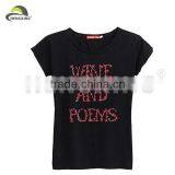 Black Short Sleeve Digital Printing Design Your Own T Shirt For Women thumbnail-1