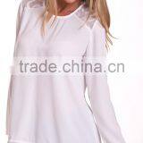 100%Polyester Long Sleeve Woman Blouse 2015,women Tank Tops in White thumbnail-4