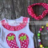 Baby Girls Ruffles Shorts Clothing Suit Summer Slipper Cotton Outfits Kids Set Hot Pink Polka Dot With Matching Accessories thumbnail-2