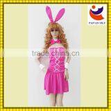 factory sale 2014 new design pink color knit material bunny costume for party