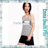 New Fashion Girl's Fitted Black White Striped Cotton Slinglet Tank Tops thumbnail-2