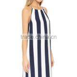 Sleeveless Stripe Long Chiffon Dress Guangzhou Clothing Manufacture With Good Quanlity thumbnail-4
