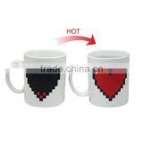 2016 New Arrival Magic Ceramic Coffee Tea Milk Hot Cold Heat Sensitive Color-Changing Mug Cup Pixel Heart Lovely Gift thumbnail-2