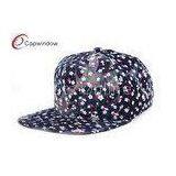 Womens Cotton Floral Flat Brim Baseball Hats With Washed Denim Fabric thumbnail-1