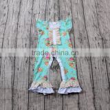 wholesale newborn summer baby clothes flutter sleeve with cotton ruffle and flowers designs romper