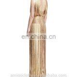 Amigo 2017 New Style Selena Foil Draped Bandage Dress Tassel Backless Bandage Gown Maxi Dress thumbnail-2
