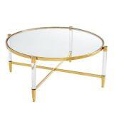 Best Selling Round Acrylic Coffee Table With Stainless Steel Electroplated Titanium Frame thumbnail-1
