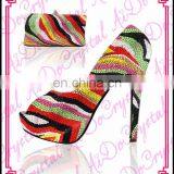 Aidocrystal Colourful High Heel Pumps Stylish Platform and Peep Toe Shoes and Matching Bag for Party thumbnail-1