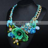 Hot Sale 2014 Multicolour Flower Cotton Rope Knitted Chunky Statement necklaces