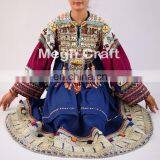 Vintage Afghani Gypsy Dress - Handmade Beaded Tassels -Vintage Bohemian Full Skirt - Kuchi Dress thumbnail-2