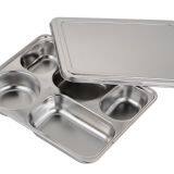 304 Stainless Steel 5 Compartments Restaurant School Canteen 5 Compartment Divided Stainless Steel Mess Lunch Dinner Snack Plate Fast Food Container Tray thumbnail-1