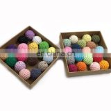 16mm Handmade Crochet Cotton Teething Organic Wooden Crochet Beads for sale