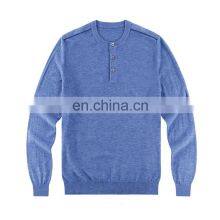 Merino Wool Cashmere Blend Knitted Mens Henley Sweater Shirt thumbnail-3