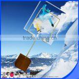 Cube Wood Base Metal Wire Notes Holder thumbnail-1