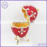 Fashion Jewelry Metal Red Enameled Faberge Style Russian Egg Trinket Box thumbnail-4