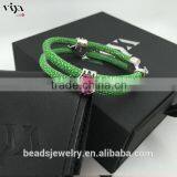 2016 New Arrival Luxury Silver Plated Exotic Genuine Stingray Man Skull Bracelet For Man thumbnail-2