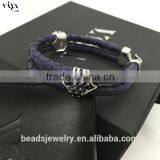 2016 New Arrival Luxury Silver Plated Exotic Genuine White Stingray/ Python Man White Diamond Bracelet For Man thumbnail-3