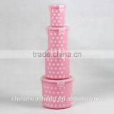 PP Food Grade Round Shape Storage Container Set BPA Free Polka Dot Food Container Lunch Box Set of 4 thumbnail-3