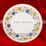 Colorful White Marble Inlay Table Top Home Decorative thumbnail-1