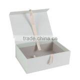 Luxury cardboard ribbon closure wedding dress gift packaging box