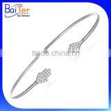 Custom White Gold Plated 925 Sterling Silver Thin Diamond Bangle Bracelet Rhodium Plated CZ Bangle Bracelet Quality Choice thumbnail-2