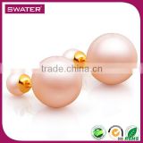 China Top Ten Selling Products Pink Pearl Earring Double Ball