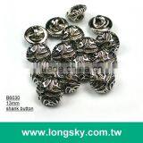 (#B6030/13mm) Coat Use Animal Stripe Round Plated Abs Plastic Button With Shank Back thumbnail-1