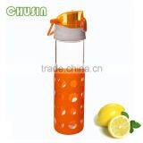Transparent Glass Water Bottle With Silicone Sleeve and Fruit Infuser thumbnail-5