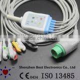 Siemens ECG 5 Lead Cable and Leadwires, IEC, Grabber Round 10pin