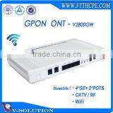 Triple Play 4 Gigabit LAN 2 POTS CATV Ports FTTH GPON ONT Equipment With WIFI